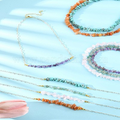 Ожерелья из бисера с натуральным красным авантюрином NJEW-FS00013-1