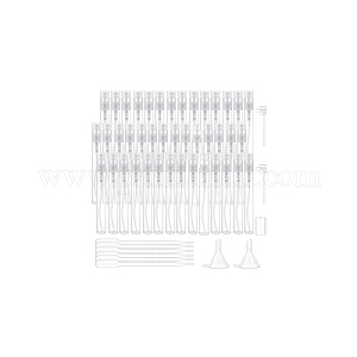 80 шт. пустой портативный пластиковый флакон для духов с распылителем с 2 шт. пластиковым насосом с 2 шт. мини-прозрачной пластиковой воронкой-бункером с 6 шт. одноразовыми пластиковыми капельницами AJEW-BC0007-50A-1