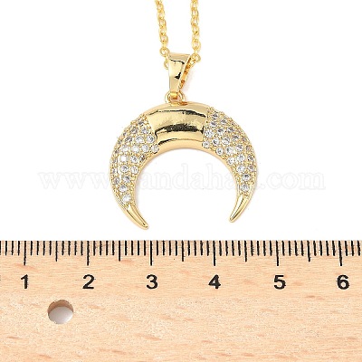 Ожерелья с подвеской из латуни с микропаве и прозрачным кубическим цирконием для женщин NJEW-S449-01A-G-1