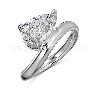 Кольца-капли из стерлингового серебра с родиевым покрытием 925 пробы с микропаве из кубических цирконий для женщин RJEW-F168-09P-1