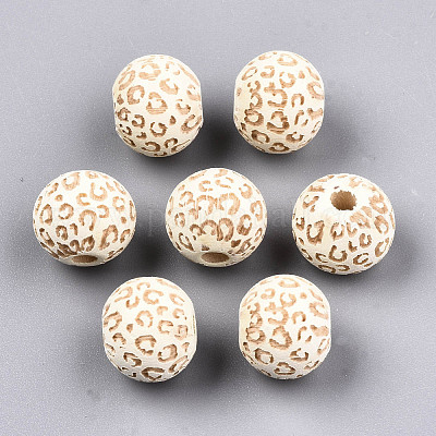 Расписные бусы из натурального дерева WOOD-T021-53A-12-1