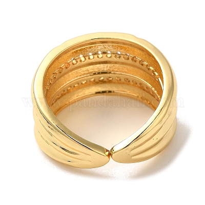 Кольца-манжеты из латуни с микро-паве и прозрачным циркониевым покрытием для женщин RJEW-G325-13C-G-1