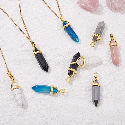 10шт 10 стиля смешанные драгоценные камни с двойным концом заостренные подвески G-SZ0001-41-1