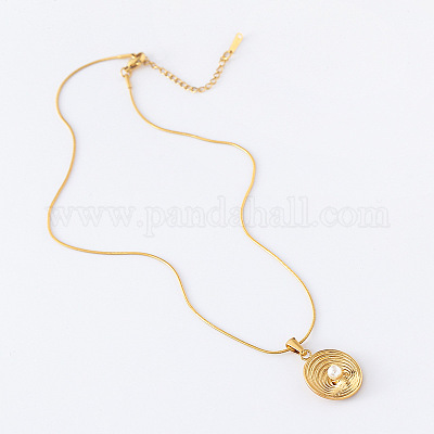 3 шт. ожерелье из нержавеющей стали с многослойной овальной подвеской с ракушечным жемчугом CI3744-1