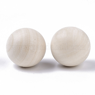 Natural Wooden Round Ball, DIY Decorative Wood Crafting Balls, Unfinished Wood  Sphere, No Hole/Undrilled, Undyed, Lead Free, Antique White, 29~30mm