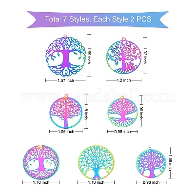 14 шт. 7 стиля ионного покрытия (IP) 201 филигранные подвески из нержавеющей стали STAS-SZ0002-34-1