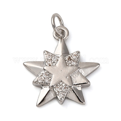 Латунные микропаве прозрачные подвески с фианитом KK-P308-76P-1