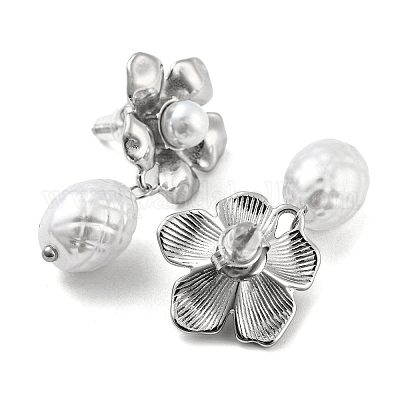 Серьги-гвоздики в форме цветка из нержавеющей стали 304 EJEW-M233-01P-1