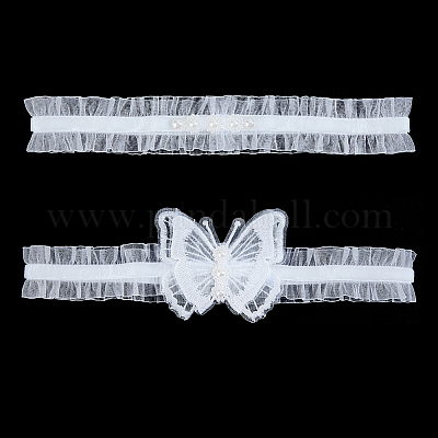 1 комплект колец для чулок из полиэстера с бабочками DIY-OC0013-43B-1