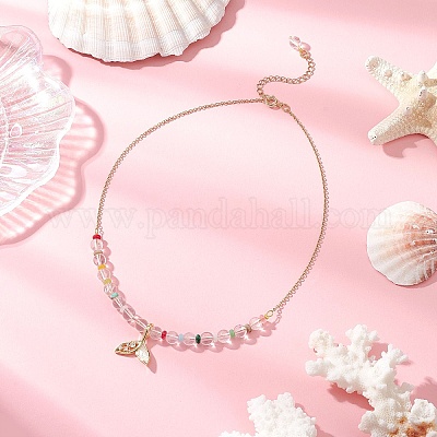 Ожерелья из круглых бусин из натурального смешанного камня и окрашенного кварца NJEW-JN05302-03-1