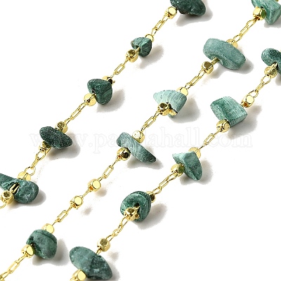 Цепочки из бисера ручной работы с синтетической малахитовой крошкой CHC-F020-10G-10-1