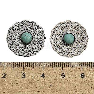 Латунные синтетические бирюзовые кабошоны KK-Z088-06B-1