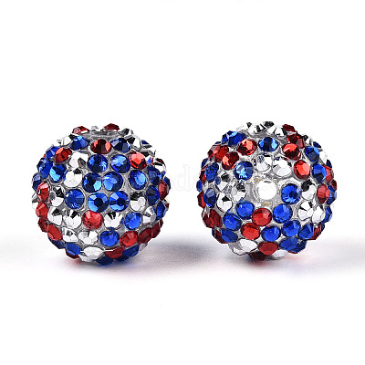 Круглые бусины из смоляных стразов на тему дня независимости OACR-T028-66A-1