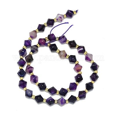 Нити бусин из натурального окрашенного и нагретого полосатого агата/полосчатого агата G-I376-B07-01-1