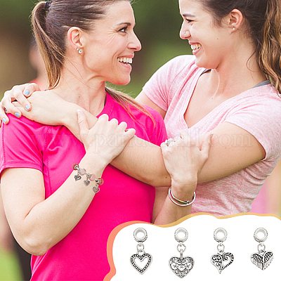 32шт 4 стиля сплава европейские висячие подвески в тибетском стиле FIND-UN0015-62-1