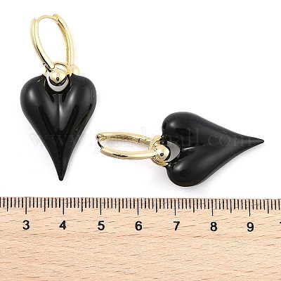 Серьги-кольца из латуни с эмалью для женщин EJEW-U055-26G-01-1