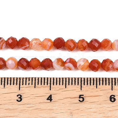 Нити бусин из натурального красного полосатого агата&nbsp;G-B175-D22-4mm-1