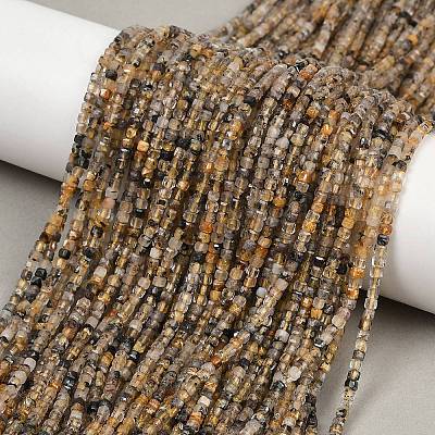 Нити бусин из натурального золота с рутилированным кварцем G-RM2025-C28-A-1