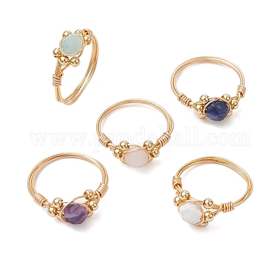 Кольцо с натуральным розовым кварцем RJEW-JR00753-1