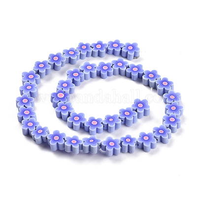 Нити из полимерной глины с цветочными бусинами ручной работы CLAY-M003-07L-1