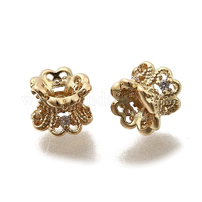 Колпачки для бусин из прозрачного кубического циркония из латуни KK-Z126-14G-1