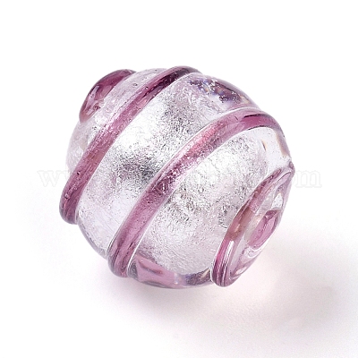 Ручная серебряная фольга стеклянные бусины Lampwork FOIL-G027-01-1