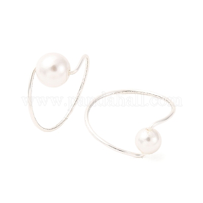 2 шт. кольца для пальцев с круглыми бусинами из жемчуга-ракушки RJEW-JR00936-1