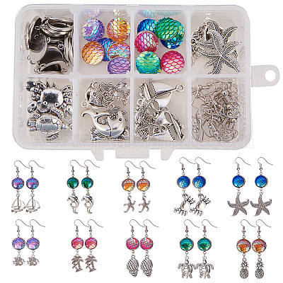 54 Pièces Charms Tibétains Pour Bijoux - 9 Styles, Alliage, Boucles D'Oreilles, Pendentifs