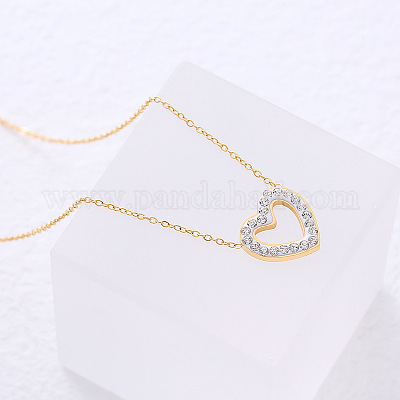 Минималистичные ожерелья из нержавеющей стали с подвеской в виде сердца и кристаллами из горного хрусталя для женщин DZ6290-2-1