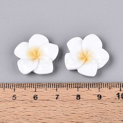 Кабошоны из непрозрачной смолы в виде цветка плюмерии CRES-T025-30A-02-1