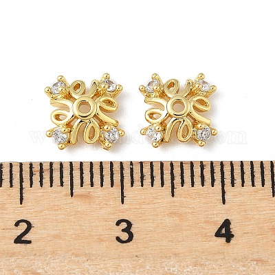 Колпачки для бусин из прозрачного кубического циркония из латуни KK-V015-39G-01-1