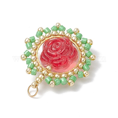 Подвески-цветы из стеклянных бусинок PALLOY-MZ00859-01-1