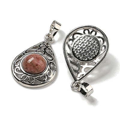 Природные подвески родонит G-Q158-05P-17-1