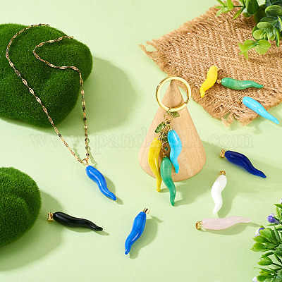 8шт. 8-х стильный лэмпворк ручной работы с латунными подвесками KK-TA0002-22-1