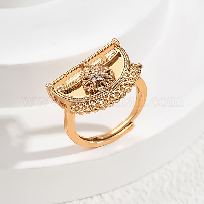 Женские кольца на палец из латуни с микропаве и кубическим цирконием QI1043-4-1