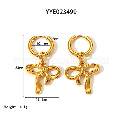 Элегантные серьги-кольца с бантом из нержавеющей стали 304 CR5364-7-1