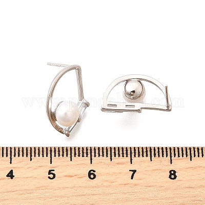 925 круглые серьги-гвоздики из стерлингового серебра с прозрачными кубическими цирконами EJEW-L300-01P-1