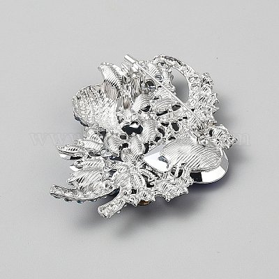 Значки на лацкан из цветочного сплава со стразами для одежды рюкзака&nbsp;JEWB-WH0010-104A-1