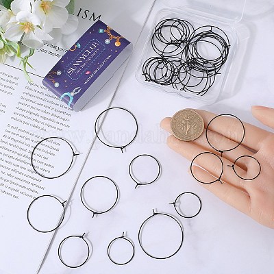 40 шт. 4 стиля фурнитуры для сережек-колец из нержавеющей стали 304 STAS-SC0007-30-1