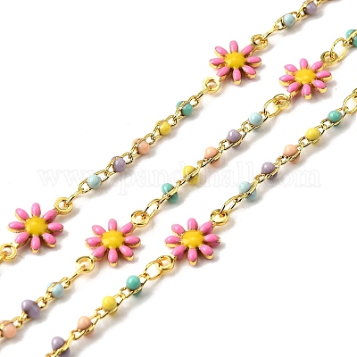 Латунные эмалированные цветочные звенья цепи CHS-H112-22G-02-1