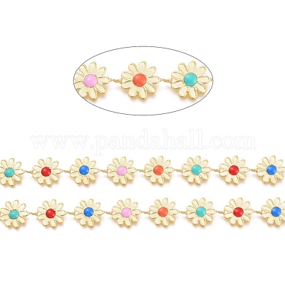 Латунные эмалированные цветочные звенья цепи CHC-K009-22G-1