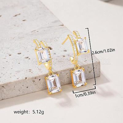 Серьги-подвески из стерлингового серебра с двойным квадратным кристаллом UK9666-1