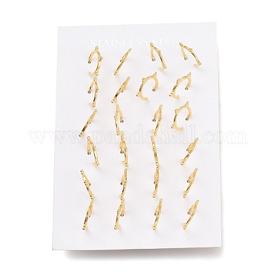 Серьги-полукольца из нержавеющей стали 304 EJEW-H100-08G-1