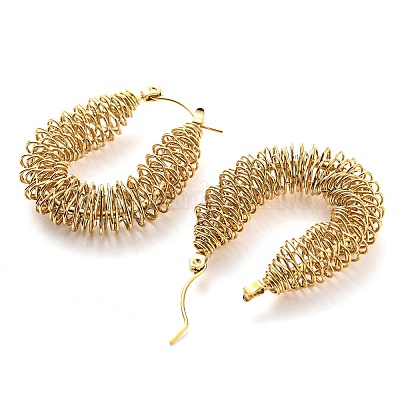 Серьги-кольца в форме капли из нержавеющей стали 304 EJEW-B023-01G-1