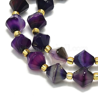 Нити бусин из натурального окрашенного и нагретого полосатого агата/полосчатого агата G-I376-B07-01-1