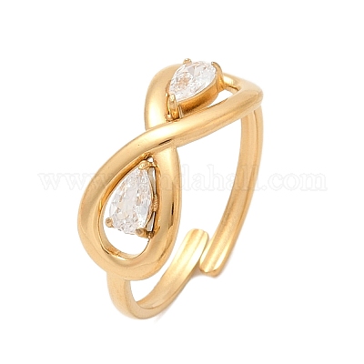 Регулируемые манжетные кольца из нержавеющей стали 304 с паве из кубического циркония RJEW-Z093-01G-1