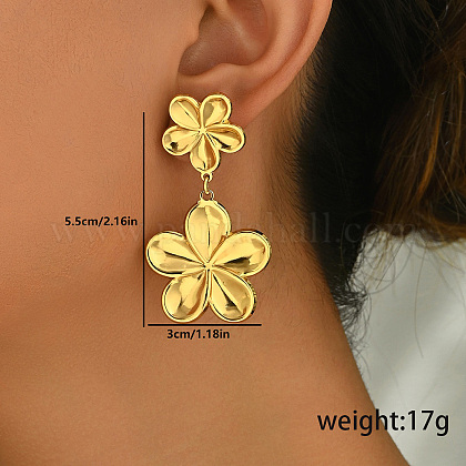 Orecchini Pendenti Donna A Fiore Doppio Strato – Colore Oro, Design Elegante E Vistoso, Per Feste E Matrimoni - 2