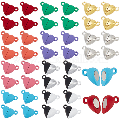 CHGCRAFT 40 Sets 10 Colors Heart Shaped Magnetic Clasps for Jewelry Magnetic Breakaway Clasp Converter for DIY Couple Bracelet Necklace Making Jewelry Accessories FIND-CA0004-50-1