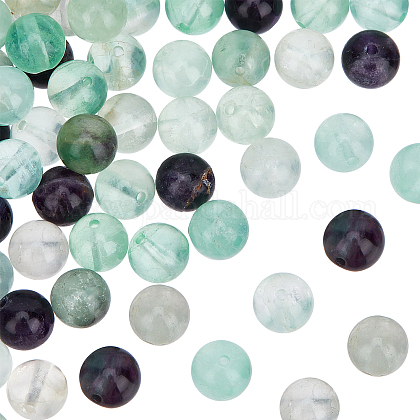 OLYCRAFT 48Pcs 8mm Natural Stone Bead Natural Rainbow Fluorite Bead Round Loose Gemstone Beads Crystal Beads for Bracelet Necklace Jewelry Making G-OC0002-44-1