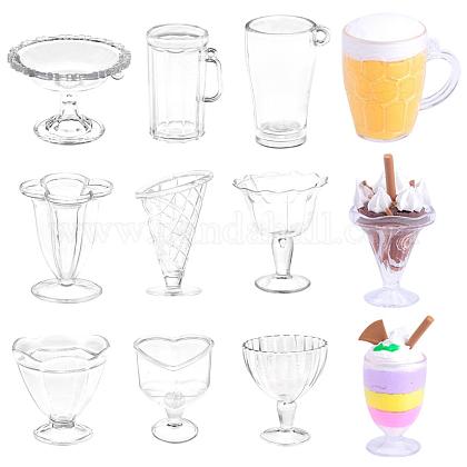 プラスチック製ミニカップセット  粘土型  DIYアイスクリームカップクリームクレイアクセサリーコンテナ用  透明  25~42x21~35x30~50mm  12個/セット DIY-WH0215-96-1